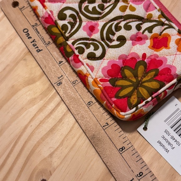 Vera Bradley Folkloric Wristlet Zip-Around Pink Orange Wallet 3.5"W x7"L NWT - Picture 4 of 12